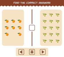 Find the correct shadows of cartoon fruits. Searching and Matching game. Educational game for pre shool years kids and toddlers vector