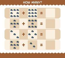 How many cartoon blueberry. Counting game. Educational game for pre shool years kids and toddlers vector