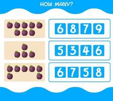 How many cartoon plum. Counting game. Educational game for pre shool years kids and toddlers vector