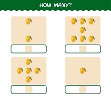 How many cartoon mango. Counting game. Educational game for pre shool years kids and toddlers vector