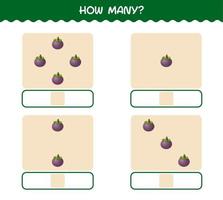 How many cartoon mangosteen. Counting game. Educational game for pre shool years kids and toddlers vector