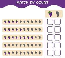 Match by count of cartoon grape. Match and count game. Educational game for pre shool years kids and toddlers vector