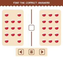 Find the correct answers of cartoon lychee. Searching and Counting game. Educational game for pre shool years kids and toddlers vector