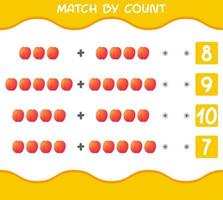 Match by count of cartoon nectarines. Match and count game. Educational game for pre shool years kids and toddlers vector