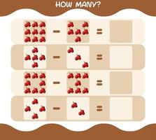 How many cartoon cranberry. Counting game. Educational game for pre shool years kids and toddlers vector