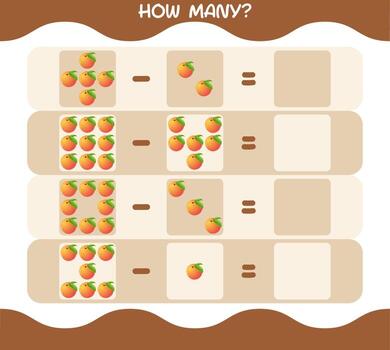 How many cartoon peach. Counting game. Educational game for pre shool years kids and toddlers vector