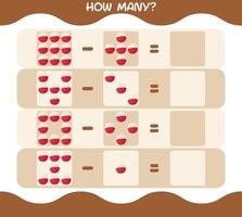 How many cartoon lychee. Counting game. Educational game for pre shool years kids and toddlers vector