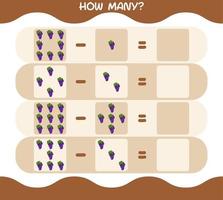 How many cartoon grape. Counting game. Educational game for pre shool years kids and toddlers vector