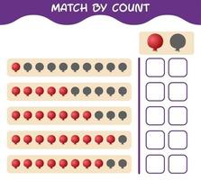 Match by count of cartoon pomegranate. Match and count game. Educational game for pre shool years kids and toddlers vector