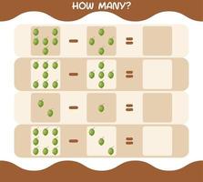 How many cartoon coconut. Counting game. Educational game for pre shool years kids and toddlers vector