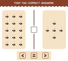 Find the correct answers of cartoon elderberry. Searching and Counting game. Educational game for pre shool years kids and toddlers vector