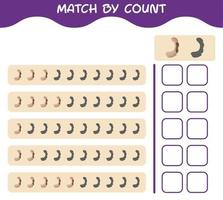 Match by count of cartoon tamarind. Match and count game. Educational game for pre shool years kids and toddlers vector