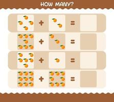 How many cartoon orange. Counting game. Educational game for pre shool years kids and toddlers vector