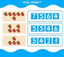 How many cartoon rose apple. Counting game. Educational game for pre shool years kids and toddlers vector