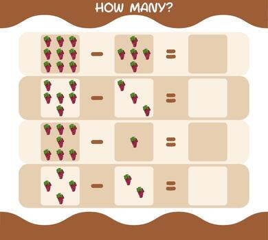 How many cartoon red grape. Counting game. Educational game for pre shool years kids and toddlers vector