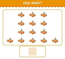 How many cartoon loquat. Counting game. Educational game for pre shool years kids and toddlers vector