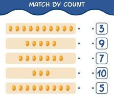 Match by count of cartoon starfruit. Match and count game. Educational game for pre shool years kids and toddlers vector