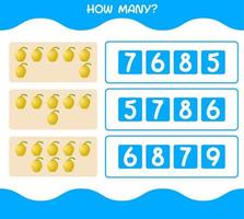 How many cartoon quince. Counting game. Educational game for pre shool years kids and toddlers vector