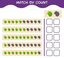 Match by count of cartoon lime. Match and count game. Educational game for pre shool years kids and toddlers vector