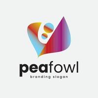 logotipo de moda y adorno de pavo real vector