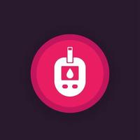 Glucose meter, glucometer round icon vector