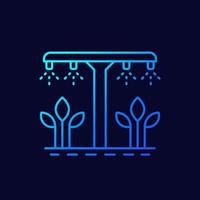 irrigation system, watering plants line vector icon