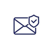 correo seguro, icono de línea de correo electrónico con un escudo vector