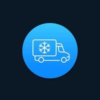 Fridge truck vector linear icon