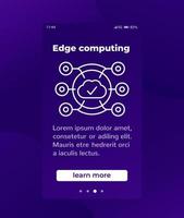 Edge computing mobile banner with line icon vector