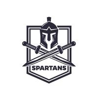 Spartans vector emblem with helmet and swords