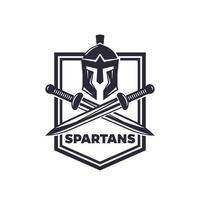 Spartans vector emblem with helmet and swords