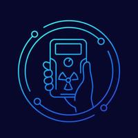 radiation detector in hand line icon, vector