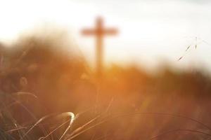 blurry crosses at sunset photo