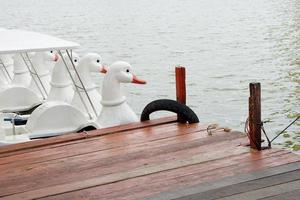 Wooden floor for spinning in the water photo