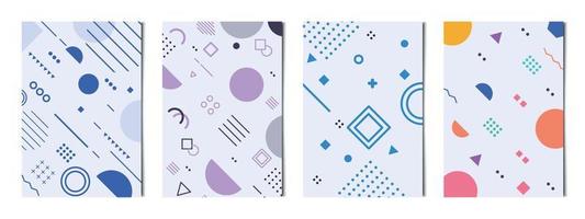 Set of 4 pcs abstract geometric shapes colorful backgrounds, templates for advertising, business cards, textures - Vector