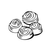 Sweet buns thin black lines on a white background - Vector