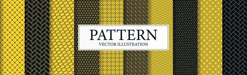 Panoramic patterns 8 pcs set black yellow - Vector