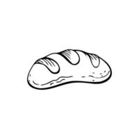 Loaf of bread thin black lines on a white background - Vector