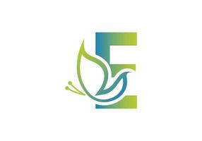 this is a creative letter e added butterfly logo vector