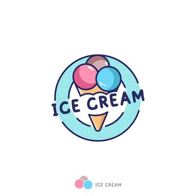 Colored ice cream logo Premium Vector