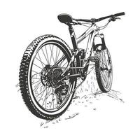 Mountain bike hand drawn vector line art illustration