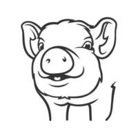 Cute pig cartoon line art illustration vector