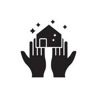 icono de limpieza. casa con la mano. adecuado para el símbolo de limpieza. estilo de icono de glifo. silueta. diseño simple editable. vector de plantilla de diseño