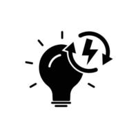 Light bulb with electric in circle. solid icon style. suitable for renewable energy symbol. simple design editable. Design template vector
