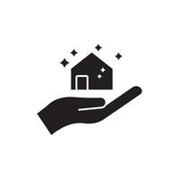 icono de limpieza. casa con la mano. adecuado para el símbolo de limpieza. estilo de icono de glifo. silueta. diseño simple editable. vector de plantilla de diseño