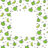 Seamless pattern with green apples. fruit pattern with place for text. Green apple on white background. food seamless pattern. vector illustration