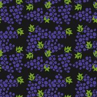 Seamless grape vector pattern. Doodle vector with blue grapes icons. Vintage grapes pattern