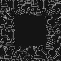 construction build icons pattern with place for text. seamless doodle pattern with tools for construction. vector illustration on the theme of construction