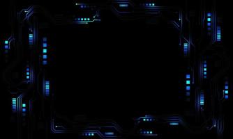 Technology blue light energy circuit cyber display on black futuristic pattern design creative background vector