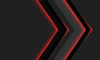 Abstract grey arrow red light hexagon mesh direction shadow with blank space design modern futuristic background vector